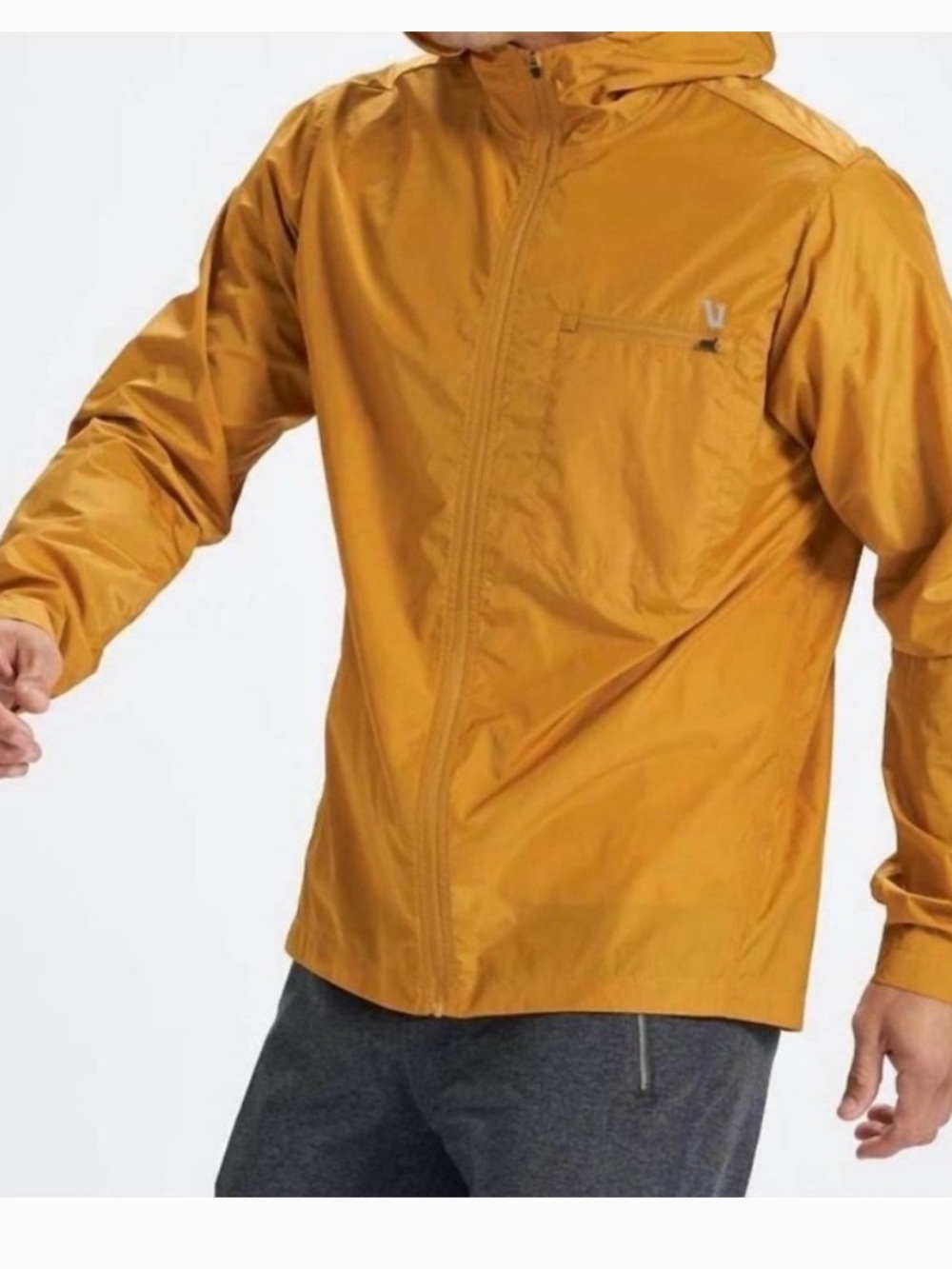 VUORI Daybreak Windbreaker Jacket Ripstop Hood MEN L COGNAC OUTDOOR LIGHTWEIGHT